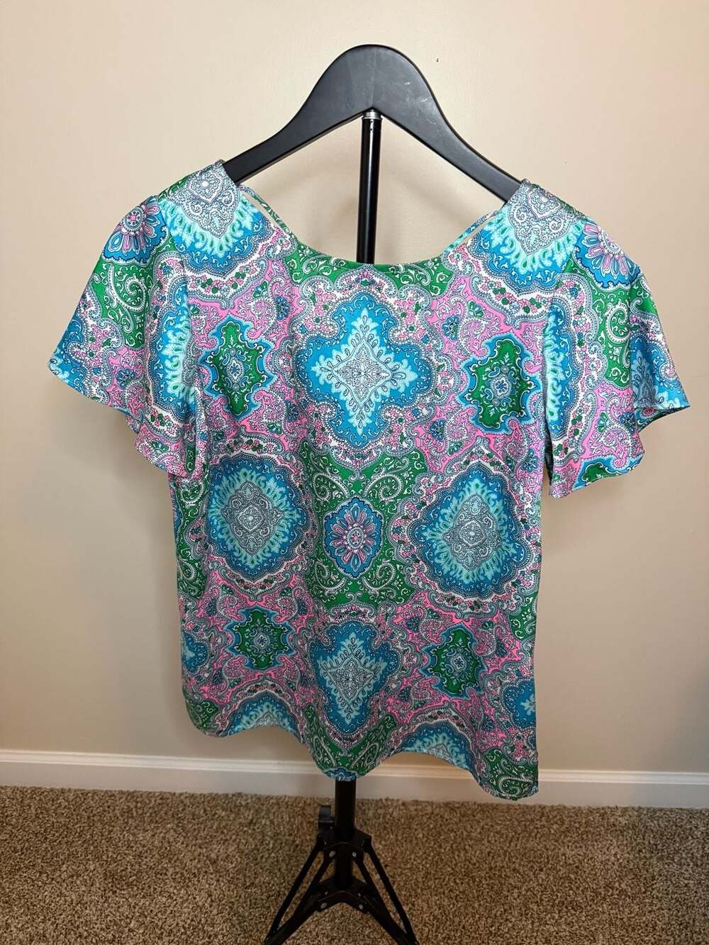 Talbots Petites Paisley Print Short Sleeve Blouse -PS‎